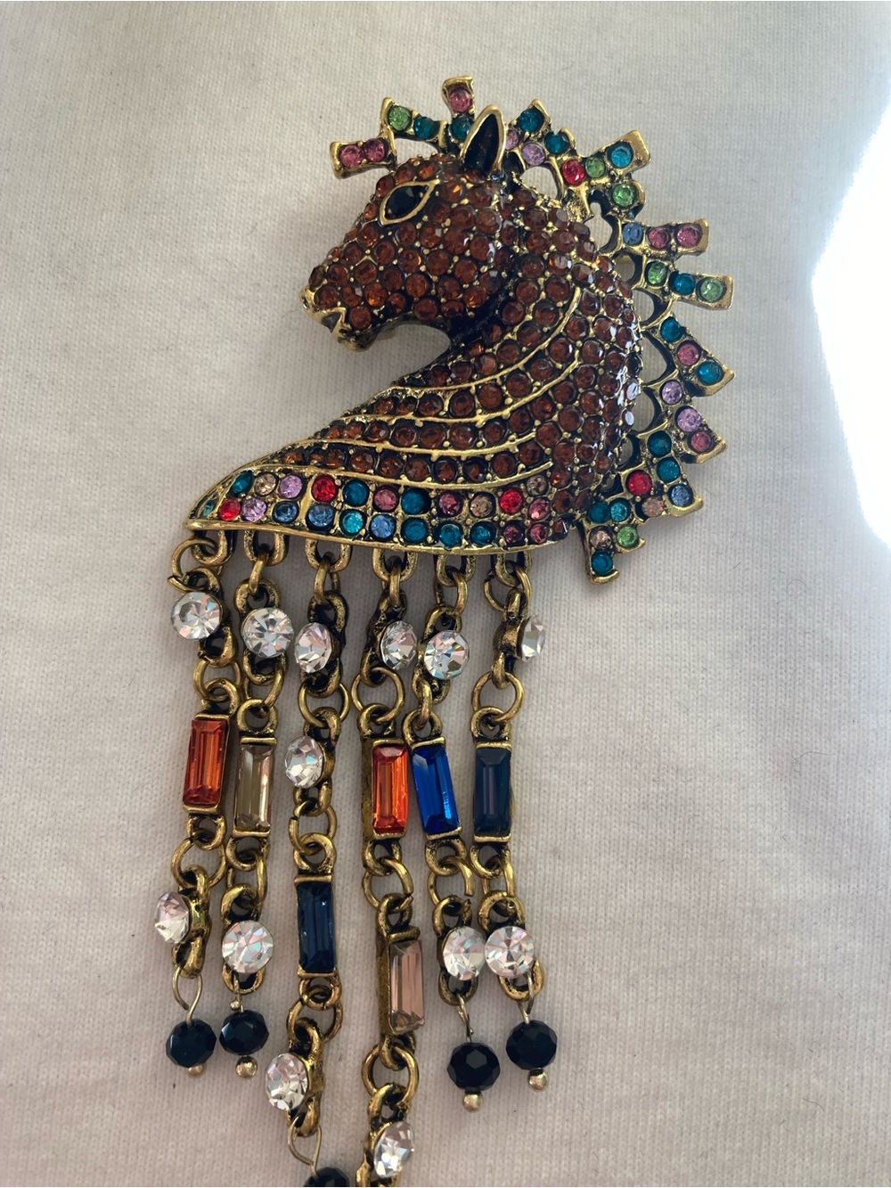Jeweled Eclectic Large Horse Brooch